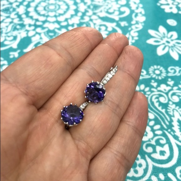 NEW!💙💎PURPLE💜ZIRCON!💎💙GORGEOUS HOOP EARRINGS! - Picture 4 of 7